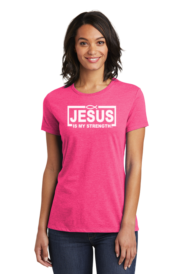 Jesus Is My Strength Women's Fuchsia Shirt