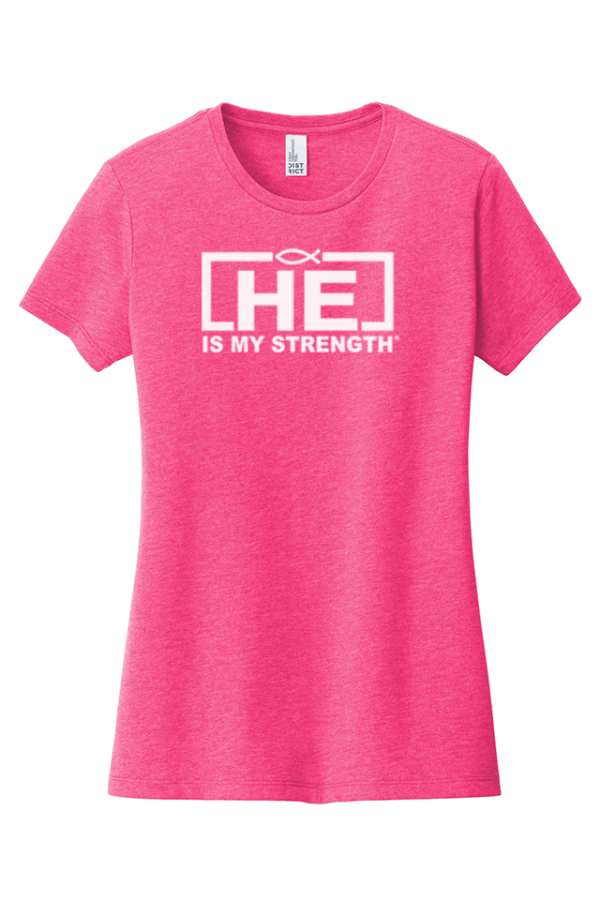 He Is My Strength Women's Pink T-Shirt